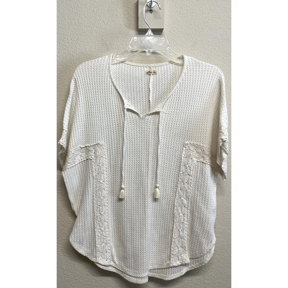 Hollister Women's Waffle Knit Blouse Size XS Short Dolman Sleeve - Picture 1 of 9